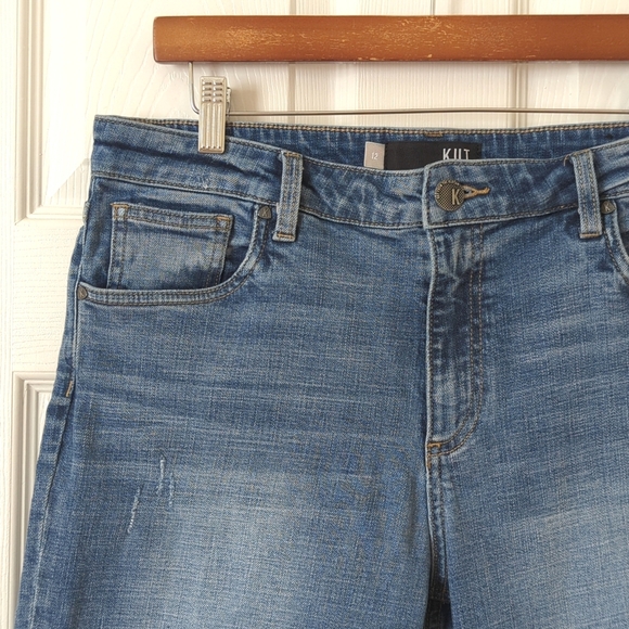 Kut from the Kloth Sophie Medium Wash High Rise Cut Off Denim Bermuda Shorts 12 - Picture 7 of 11